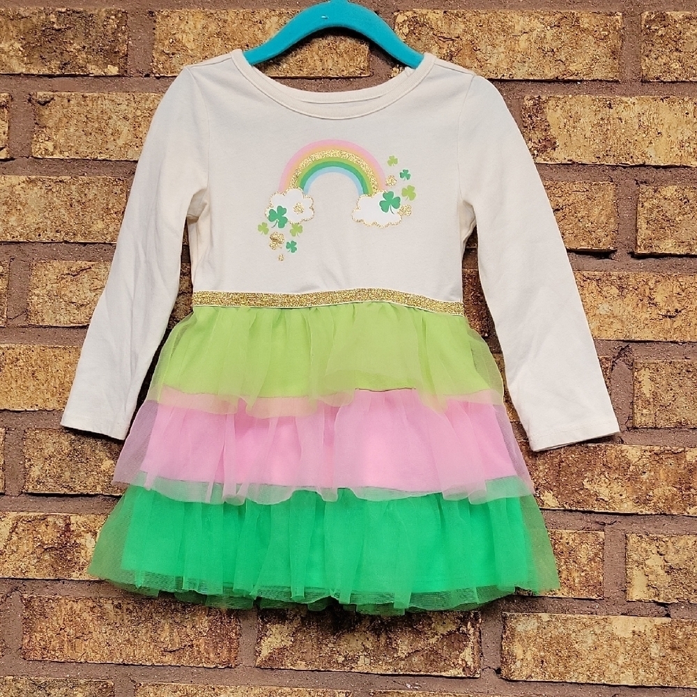 Wonder Nation St. Patty's Day Festive Rainbow Dress with Tulle Size 2T